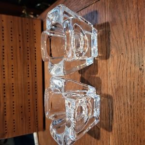 Pair of Vintage Orrefors Sweden Crystal Max Votive Candle Holders